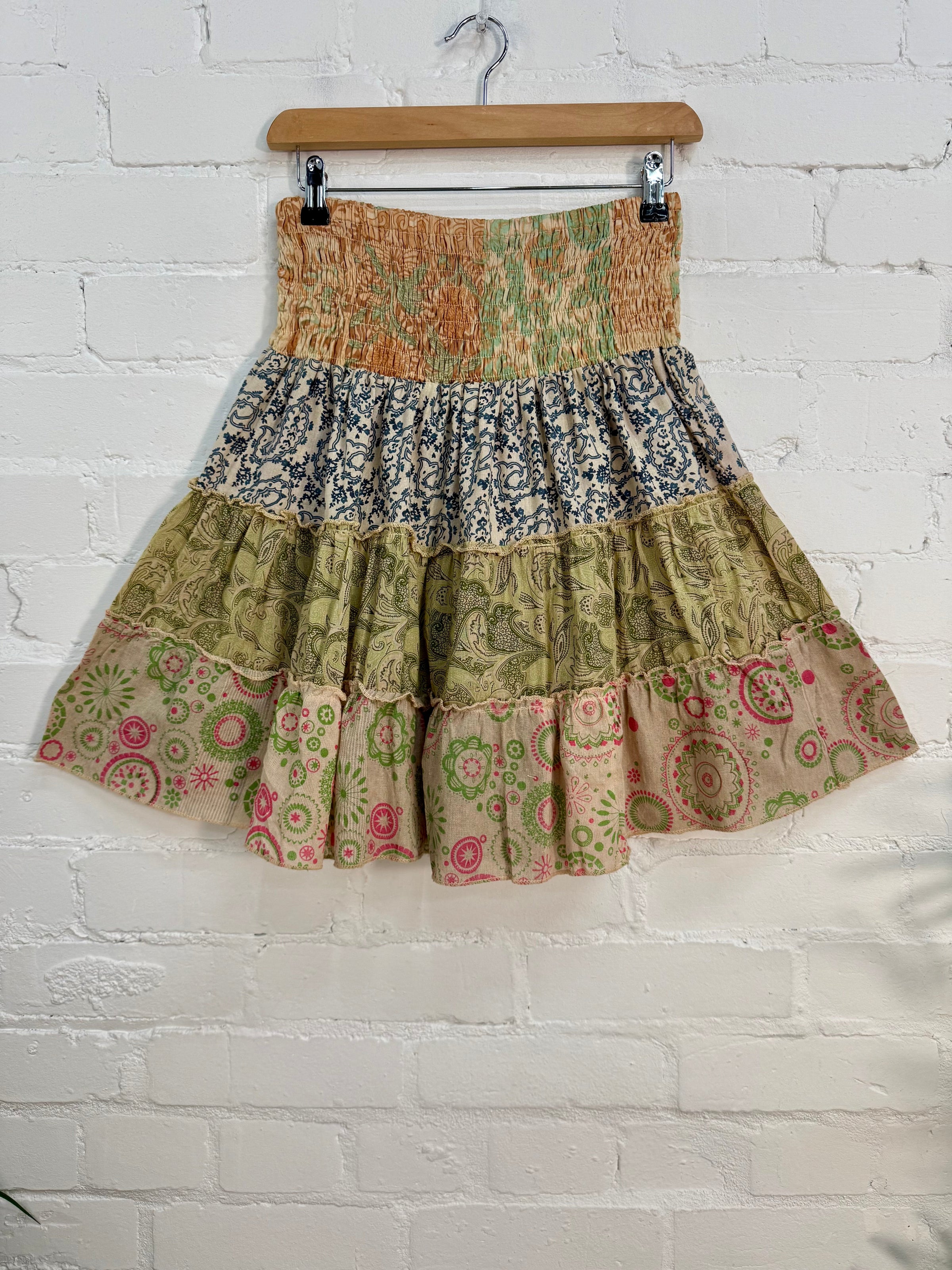 Jaipuri Print Panelled Short Skirt