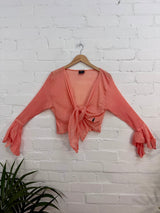 Crepe Cropped Tie Waist Top