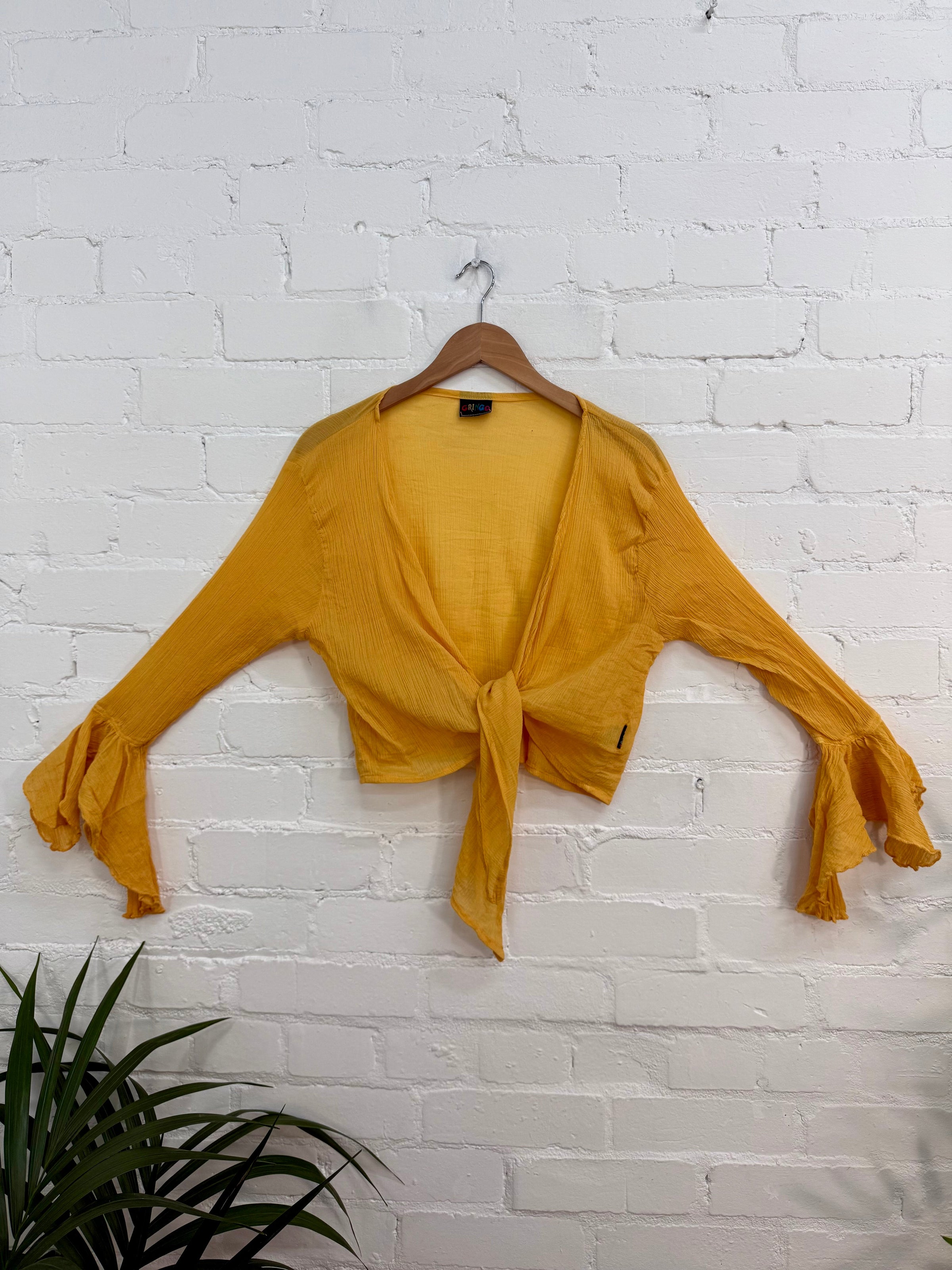 Crepe Cropped Tie Waist Top