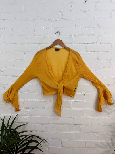 Crepe Cropped Tie Waist Top