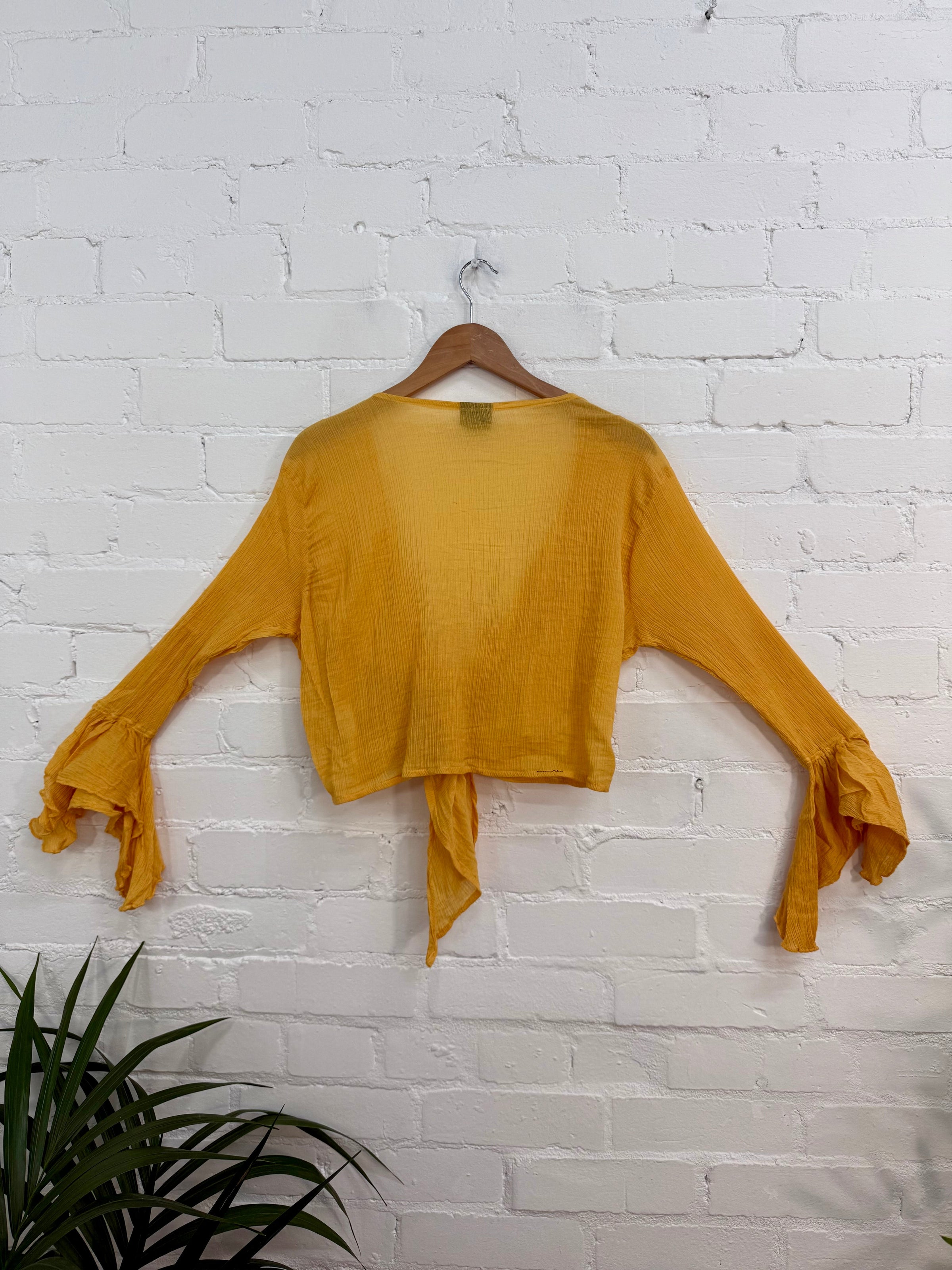 Crepe Cropped Tie Waist Top