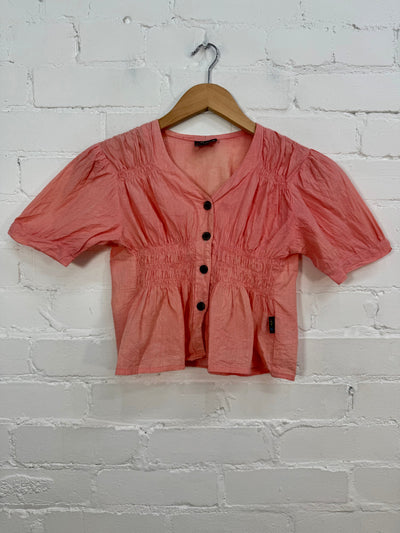 Short Sleeve Cropped Blouse