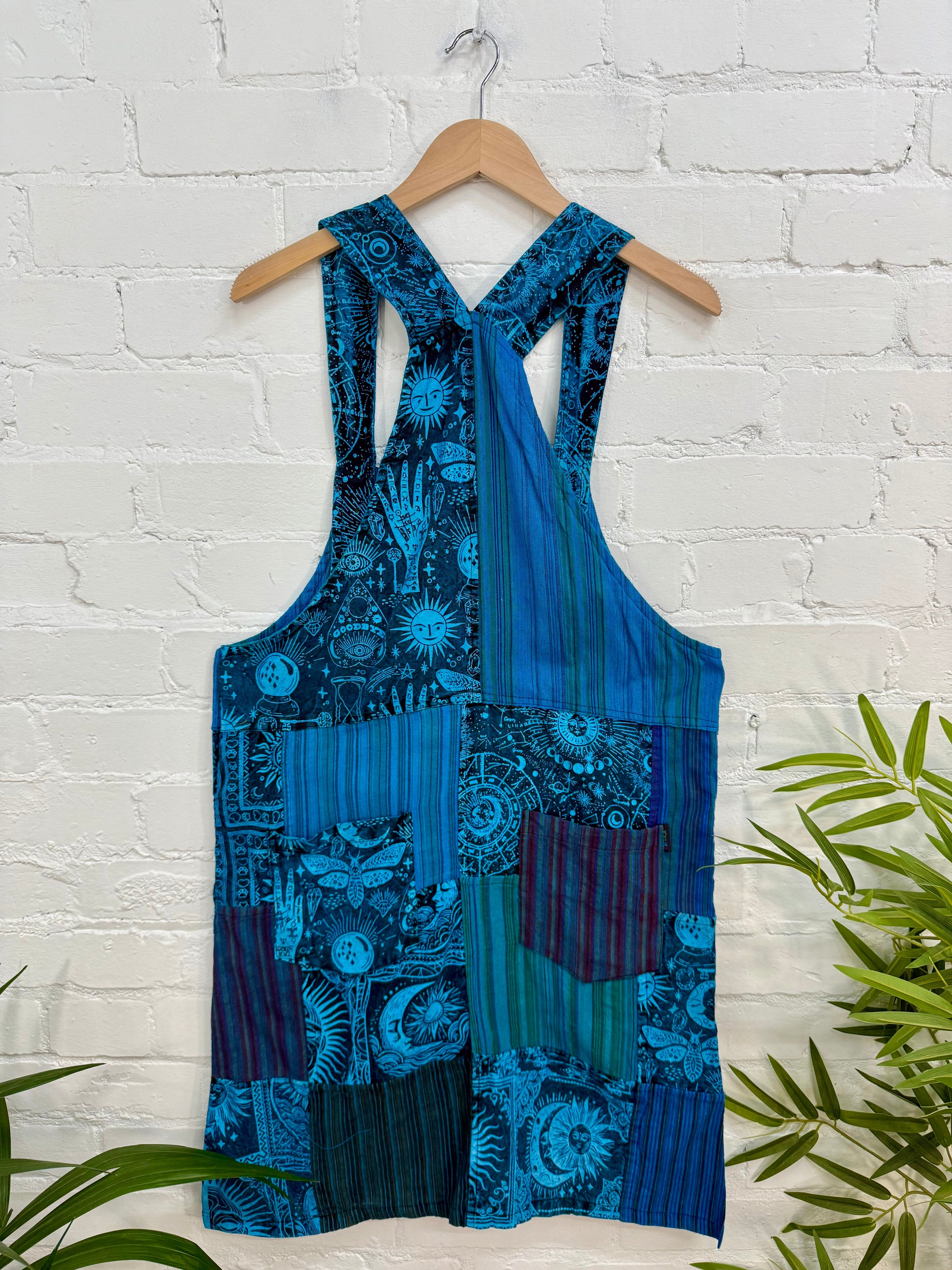 Sun Print & Patch Dungarees Dress