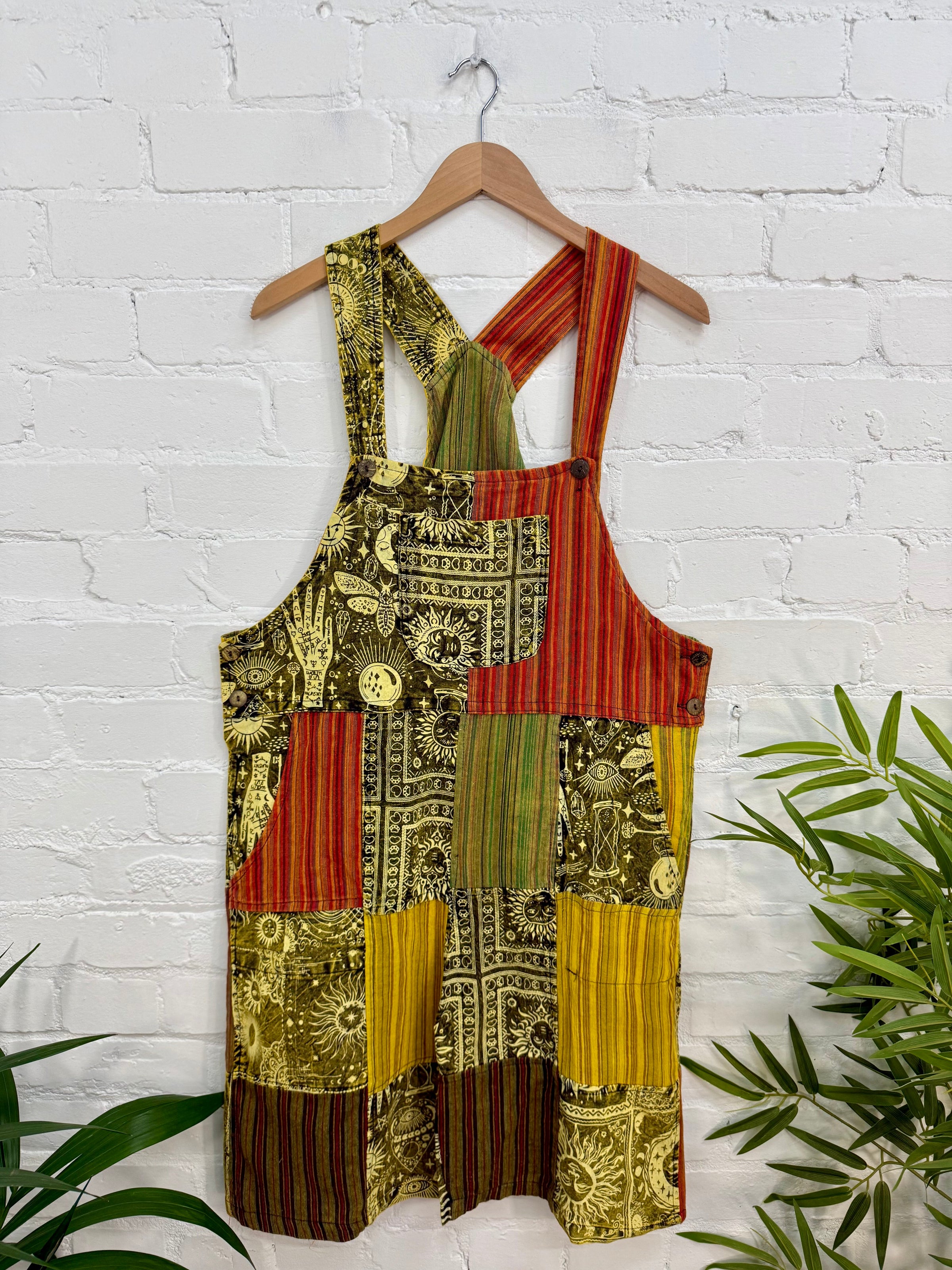 Sun Print & Patch Short Dungarees