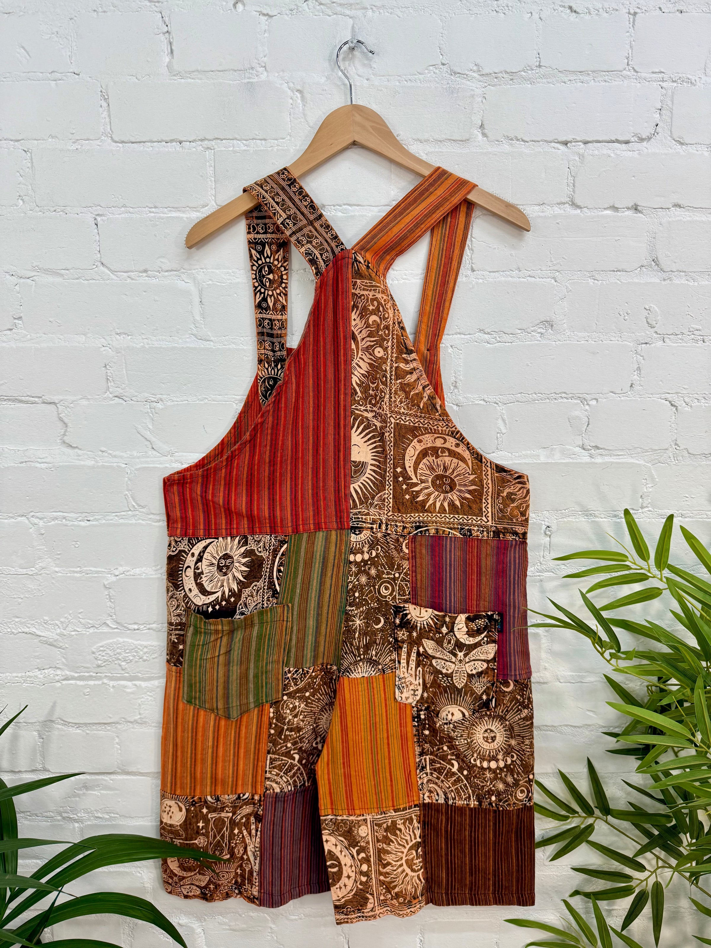 Sun Print & Patch Short Dungarees