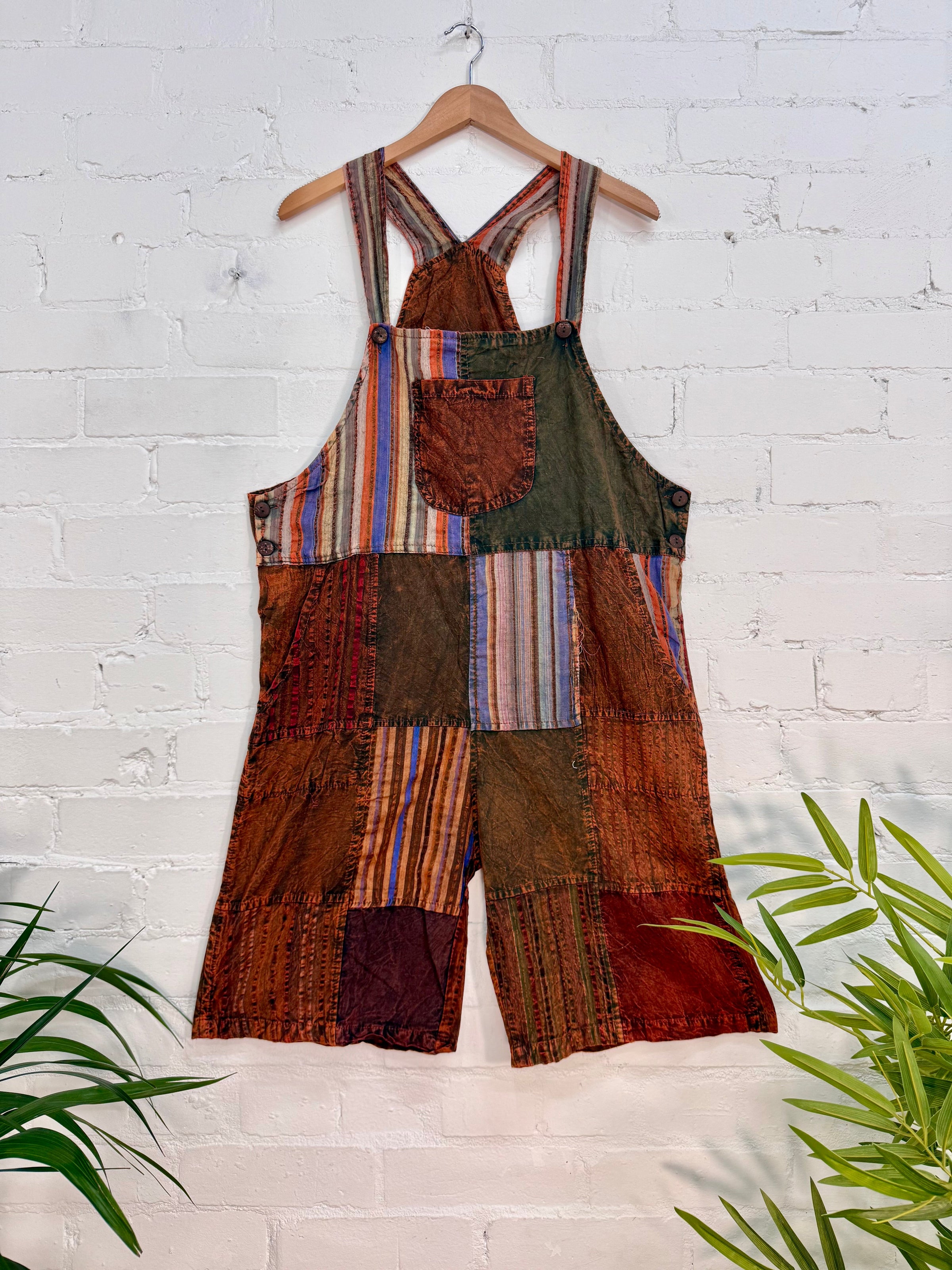 Patchwork Short Dungarees