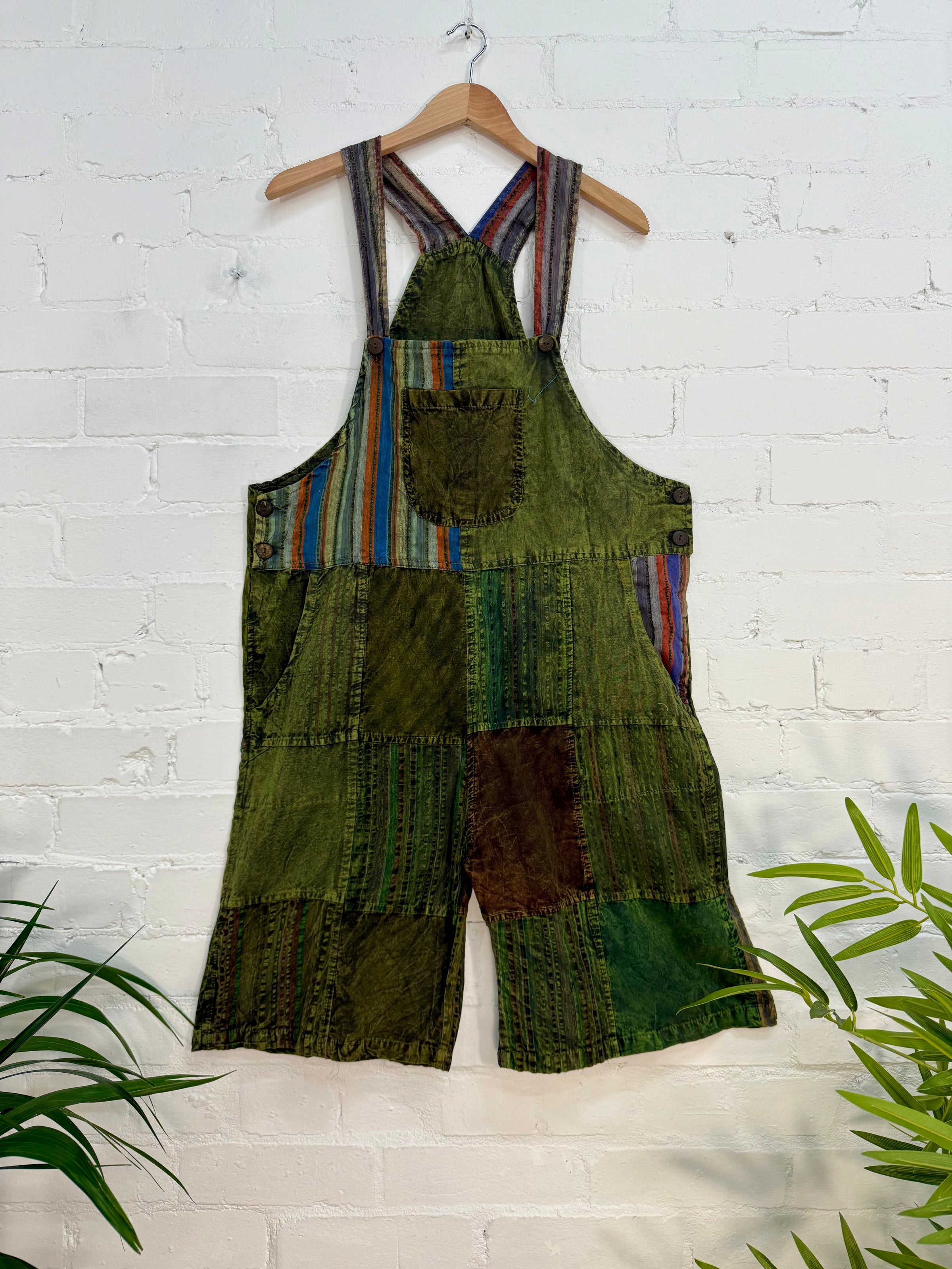 Patchwork Short Dungarees