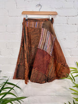 Patchwork Wrap Midi Skirt