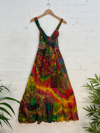 Patchwork Tie-Dye Long Dress