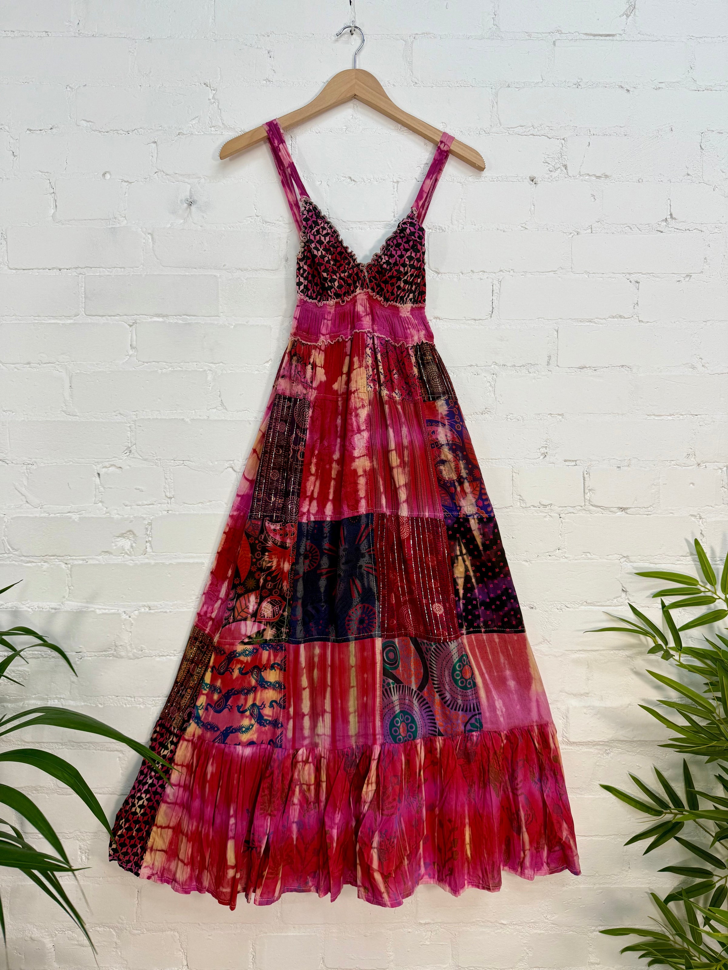Patchwork Tie-Dye Long Dress