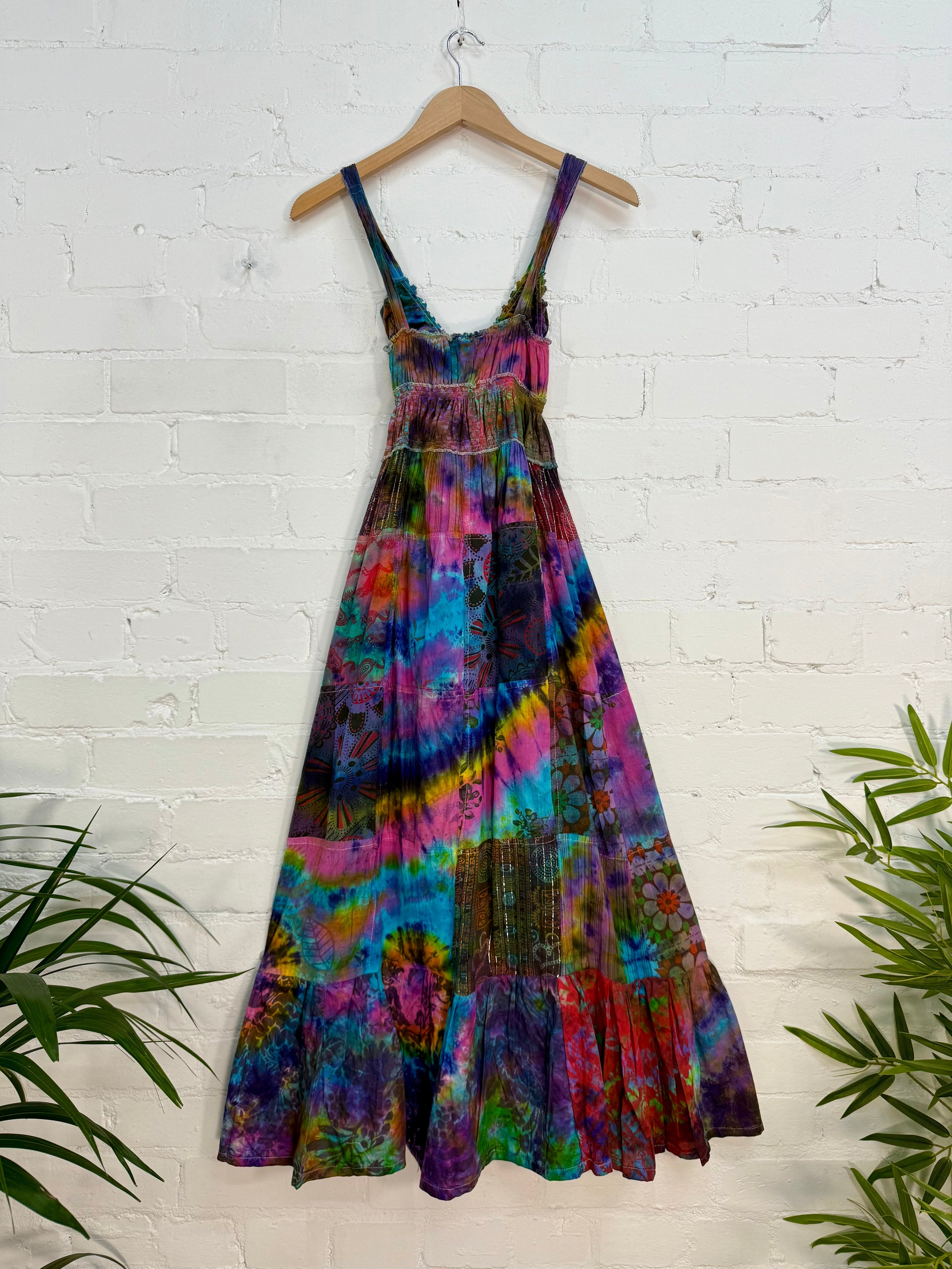 Patchwork Tie-Dye Long Dress