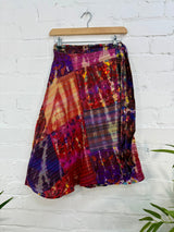 Tie-Dye Mushroom Patch Wrap Midi Skirt