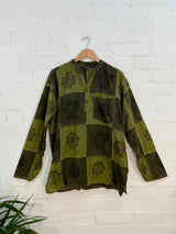 Tonal Patch & Print Grandad Shirt
