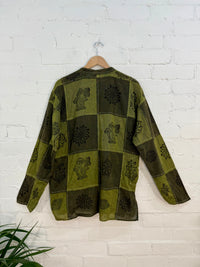 Tonal Patch & Print Grandad Shirt