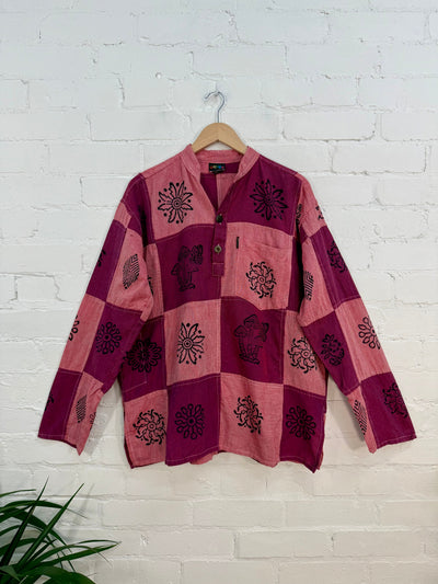 Tonal Patch & Print Grandad Shirt