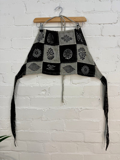 Tonal Patchwork Cropped Tie Top