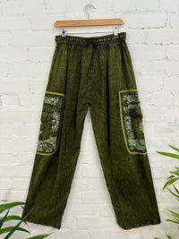 Stonewashed Sun Print Cargo Trousers
