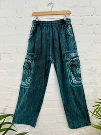 Stonewashed Sun Print Cargo Trousers