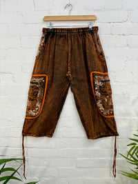 Stonewashed Sun Print 3/4 Trousers