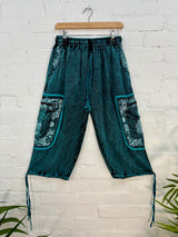 Stonewashed Sun Print 3/4 Trousers