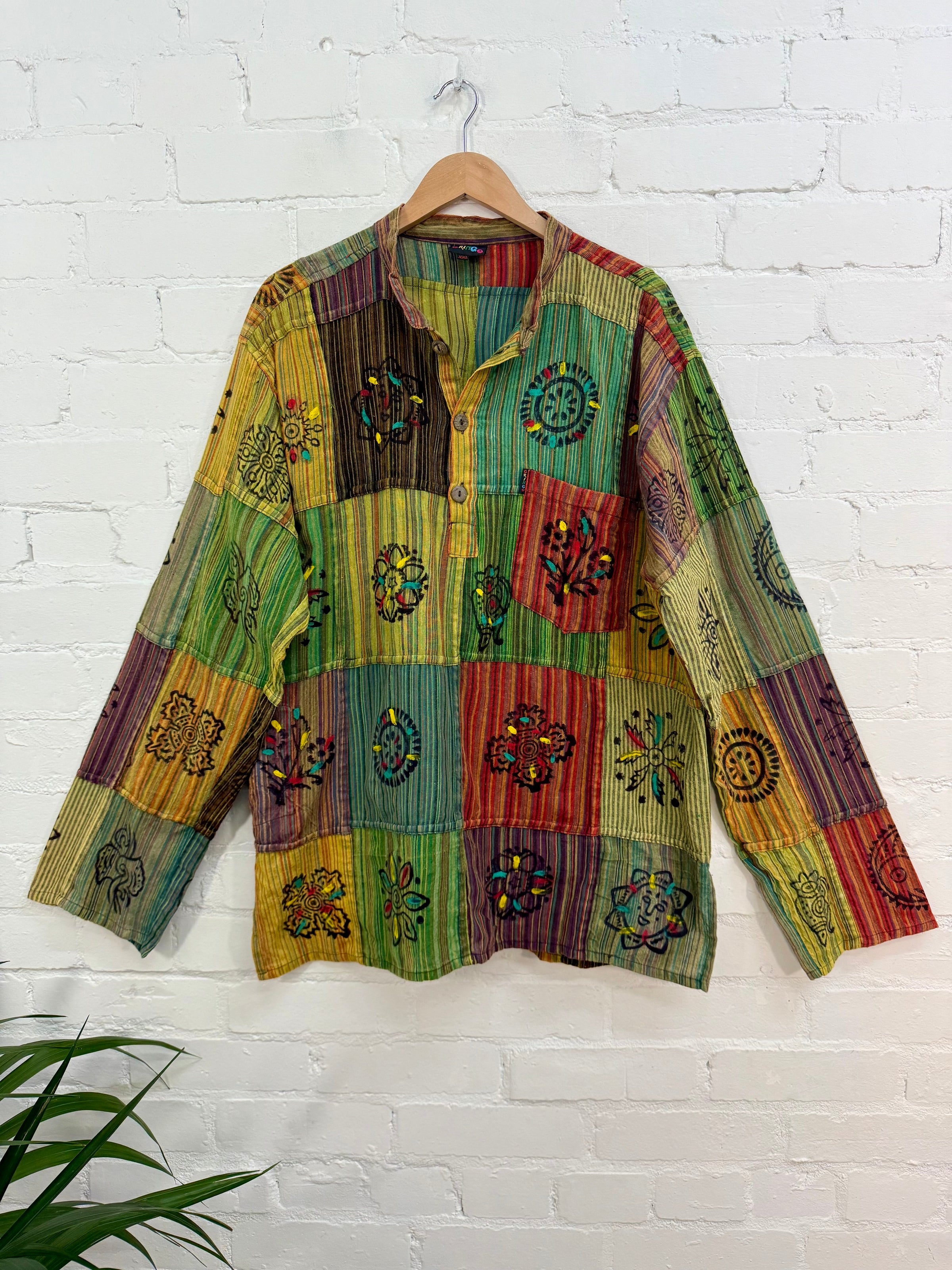 Patchwork & Painted Grandad Shirt