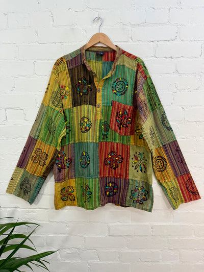 Patchwork & Painted Grandad Shirt