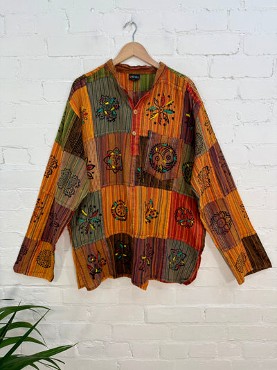 Patchwork & Painted Grandad Shirt