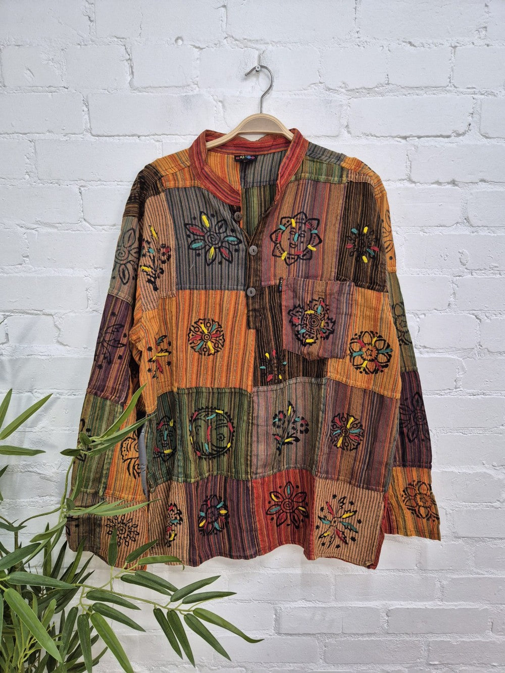 Patchwork & Painted Grandad Shirt