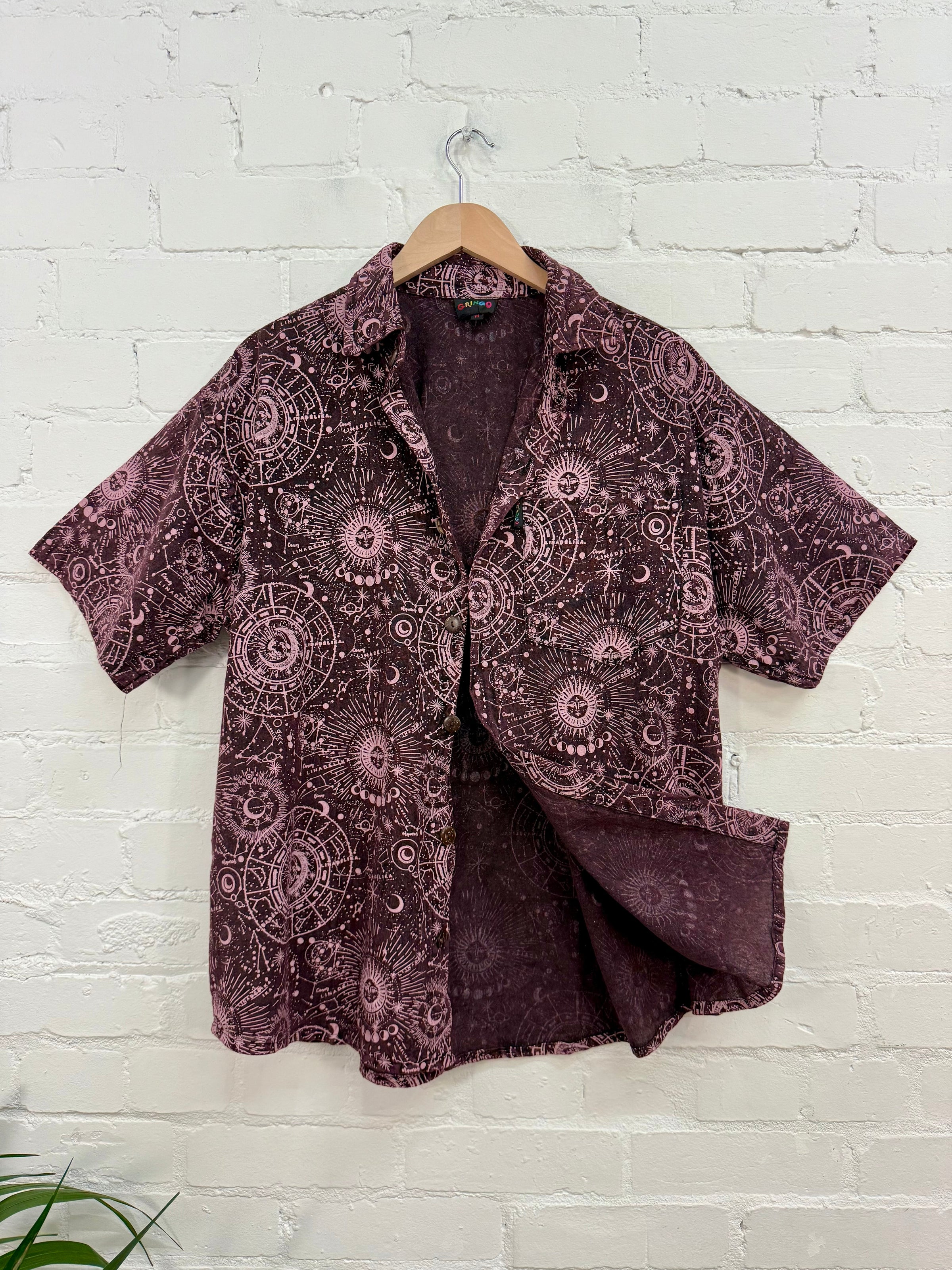 Mixed Celestial Print Short Sleeve Shirt