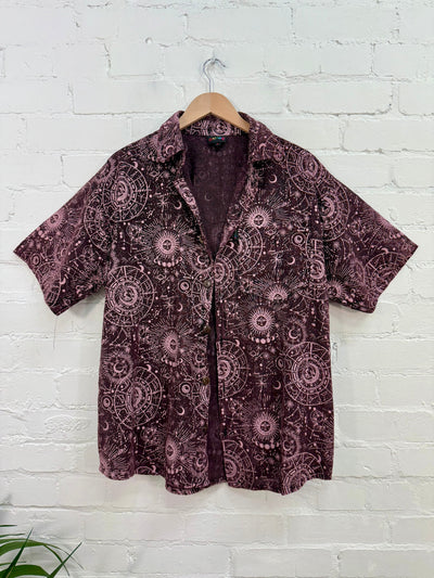Mixed Celestial Print Short Sleeve Shirt