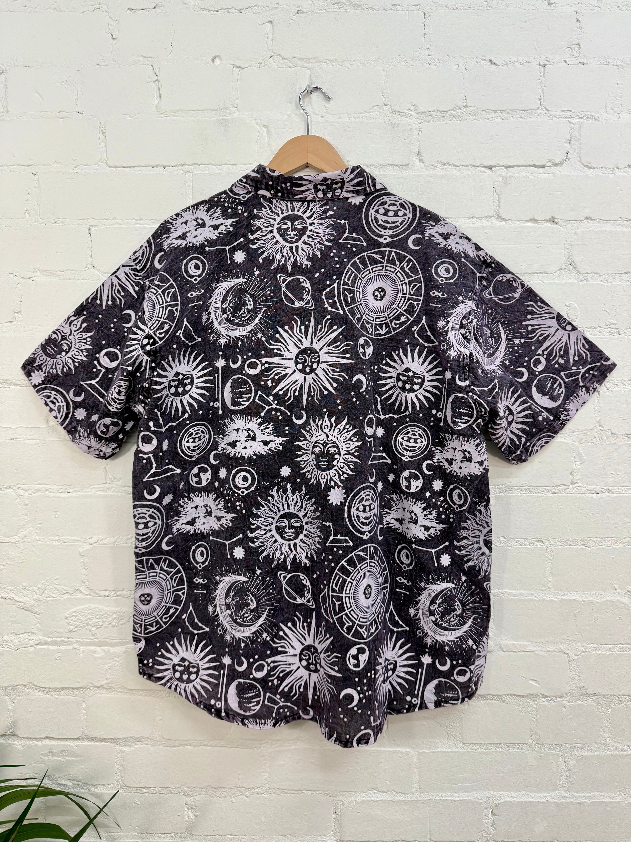 Mixed Celestial Print Short Sleeve Shirt