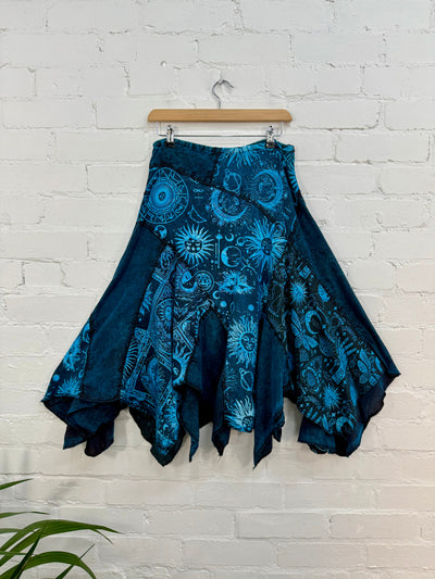Mixed Celestial Print Midi Skirt