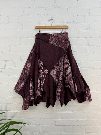 Mixed Celestial Print Midi Skirt