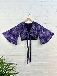 Mixed Celestial Print Tie Wrap Top