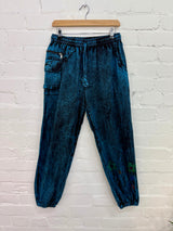 Stonewashed Embroidered Harem Trousers