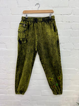 Stonewashed Embroidered Harem Trousers