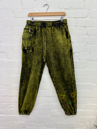 Stonewashed Embroidered Harem Trousers