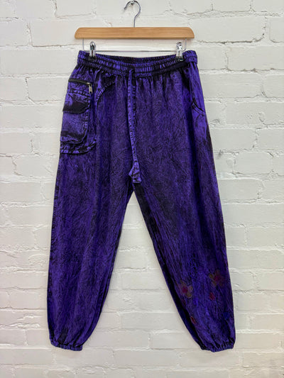 Stonewashed Embroidered Harem Trousers