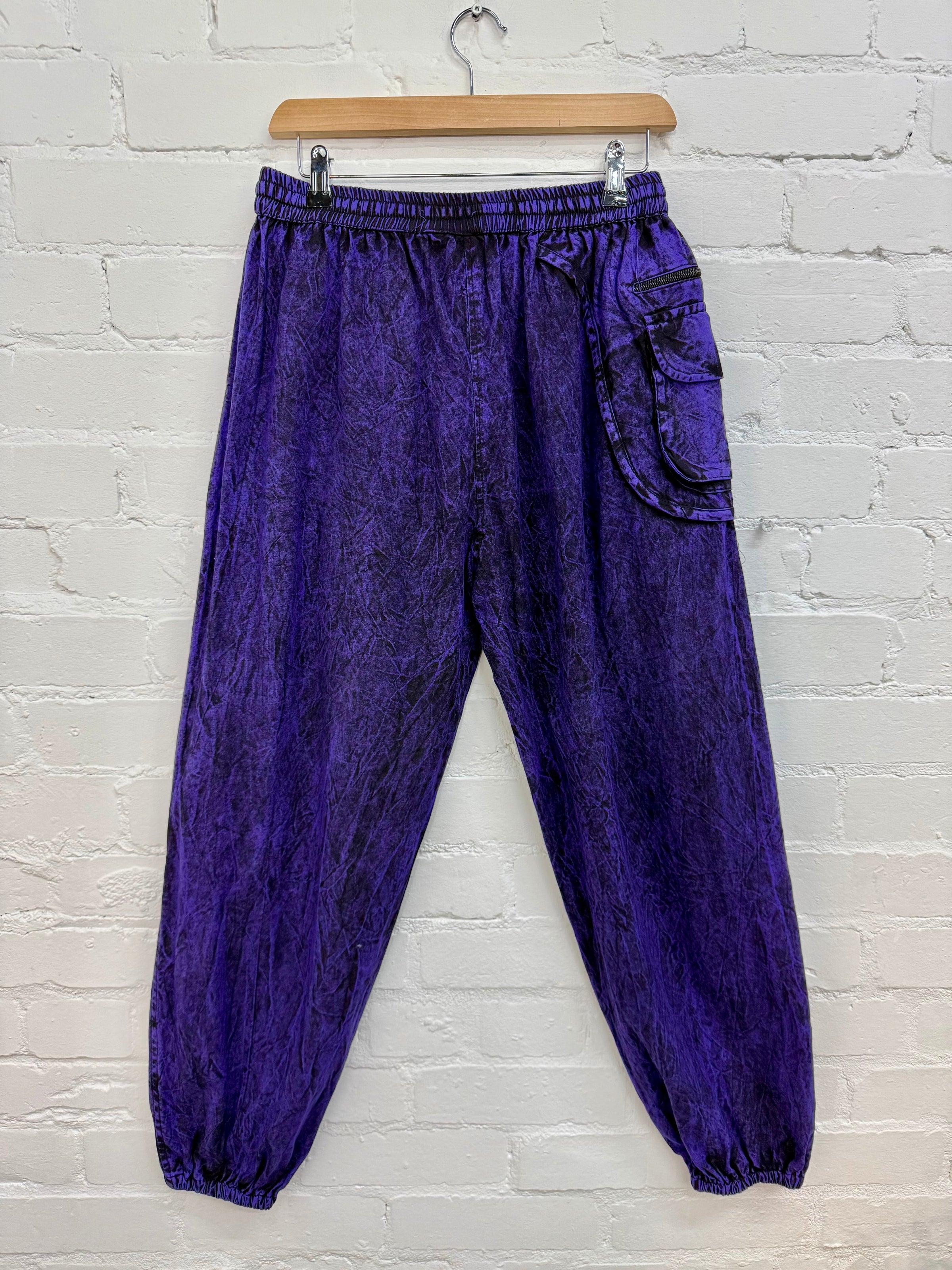 Stonewashed Embroidered Harem Trousers