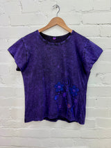 Stonewashed Embroidered Short Sleeve T-Shirt