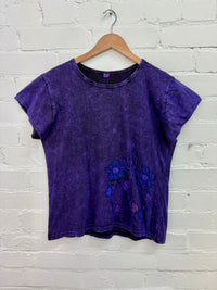 Stonewashed Embroidered Short Sleeve T-Shirt