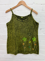 Stonewashed Embroidered Strappy Vest