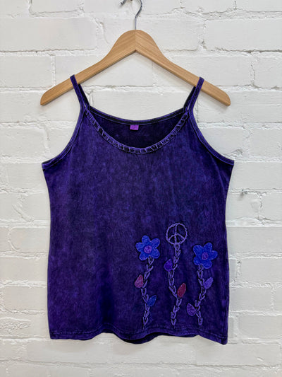 Stonewashed Embroidered Strappy Vest