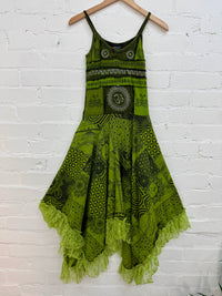 Printed Patchwork Long Strappy Dress