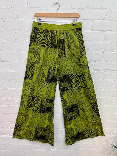 Printed Patchwork Flared Trousers