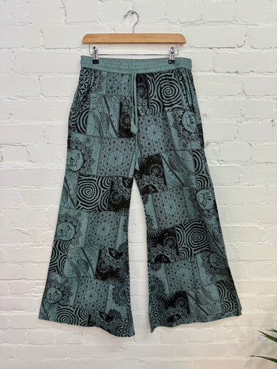 Printed Patchwork Flared Trousers