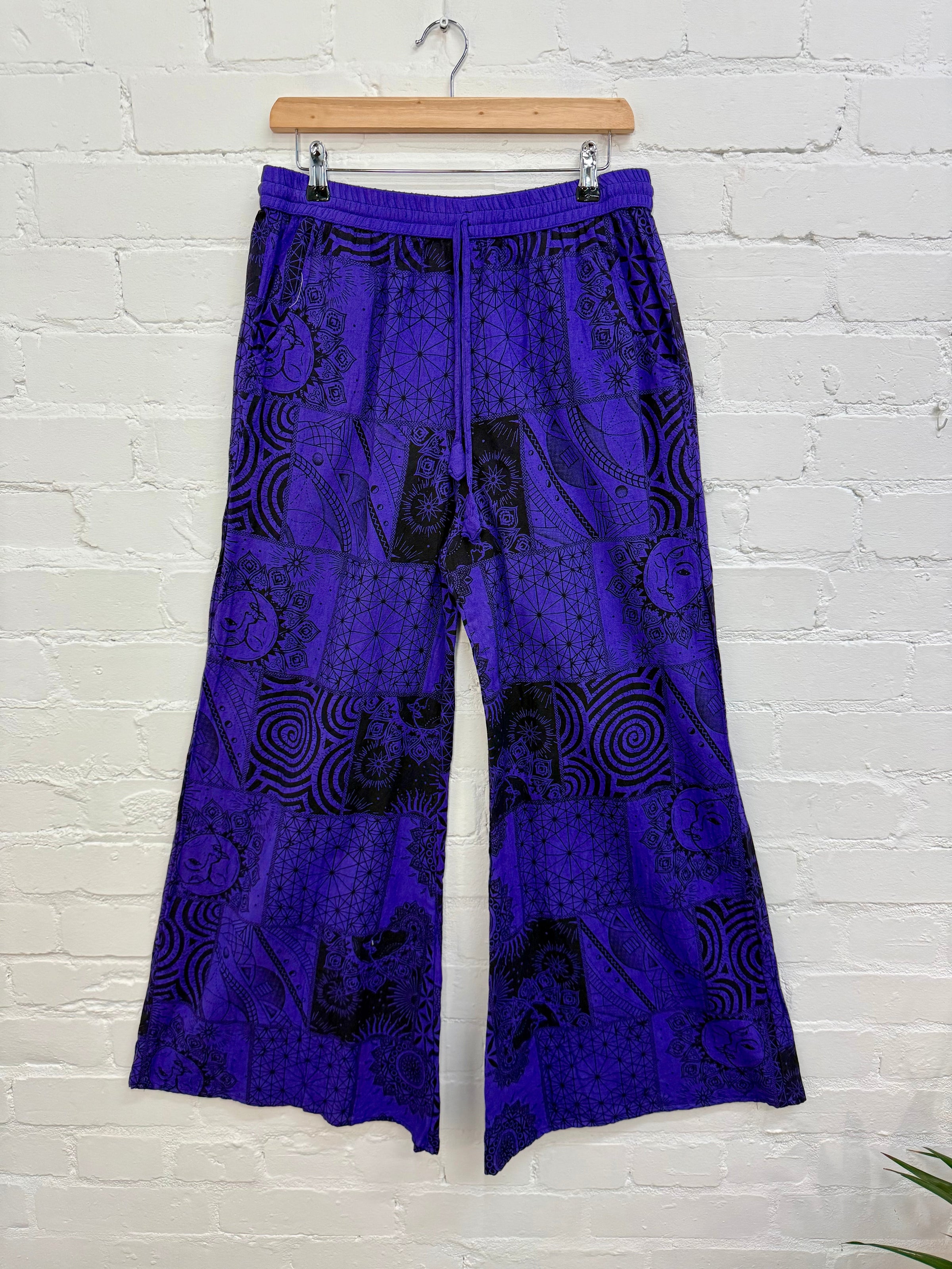 Printed Patchwork Flared Trousers