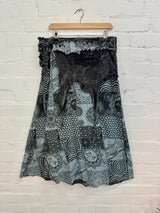 Printed Patchwork Long Wrap Skirt