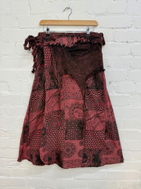 Printed Patchwork Long Wrap Skirt