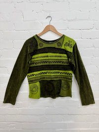 Printed Patchwork Long Sleeve T-Shirt
